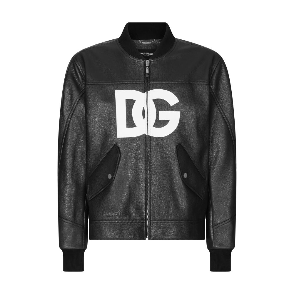 Dolce & Gabbana Leather jacket with DG logo print