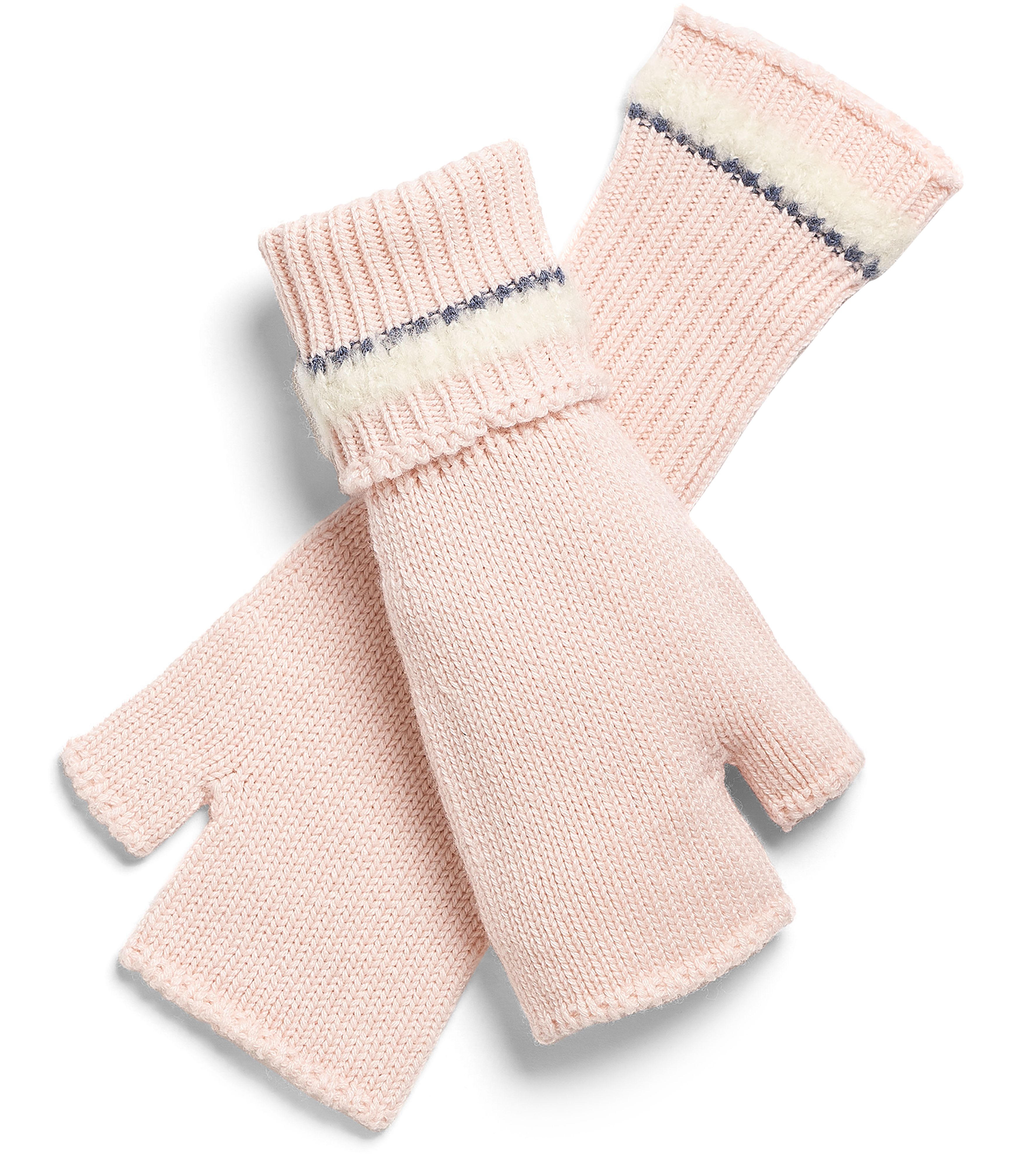 Barrie Shearling-effect cashmere fingerless gloves