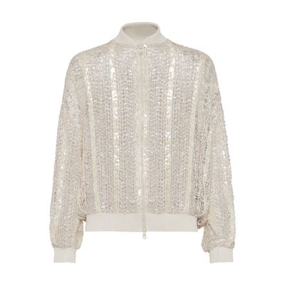 Brunello Cucinelli Dazzling Net Embroidery bomber