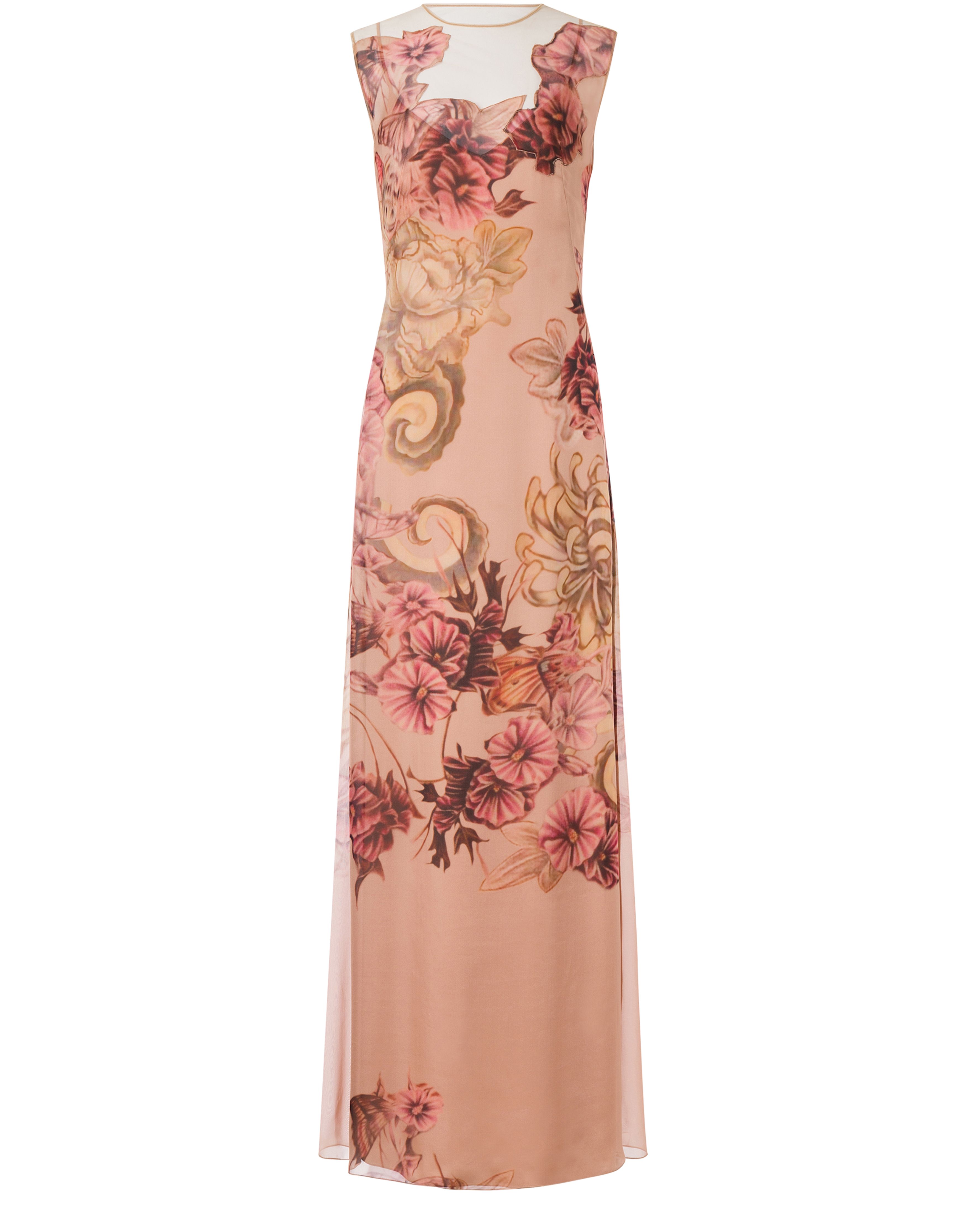 Alberta Ferretti Long dress in chiffon with tattoo print.