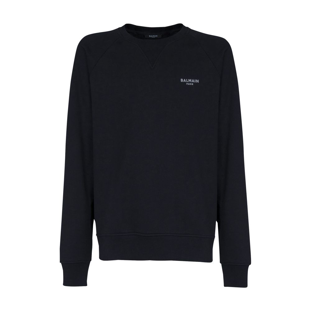 Balmain Eco-designed flocked cotton sweatshirt with small Balmain Paris logo