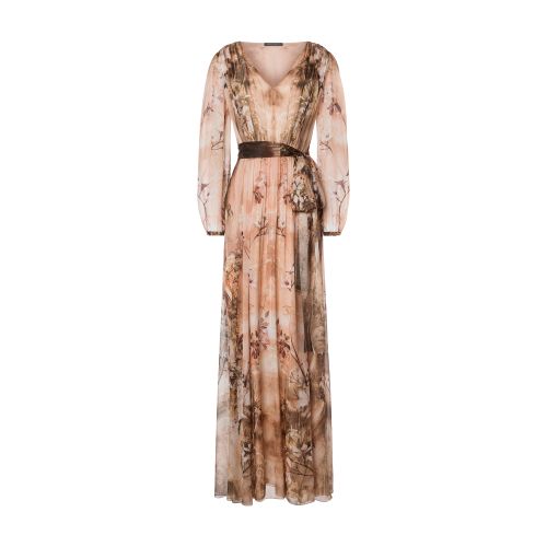 Alberta Ferretti Long winter garden chiffon dress