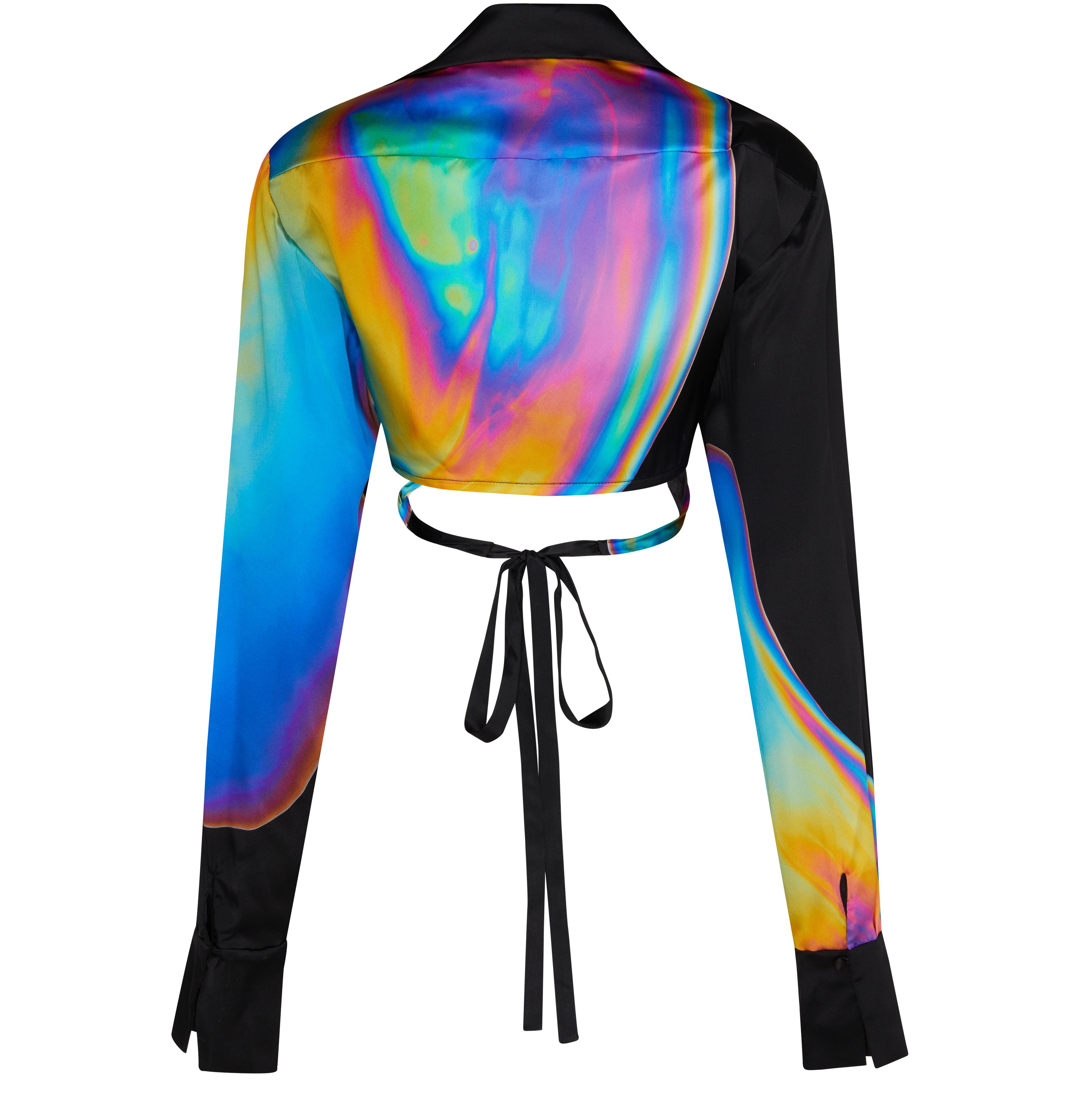 David Koma Printed silk wrap cropped blouse