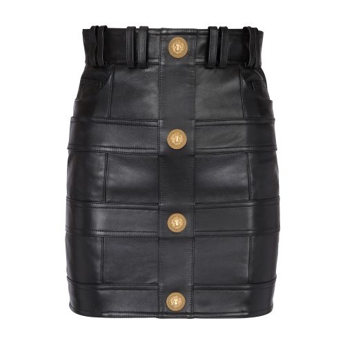 Balmain High-waisted leather skirt