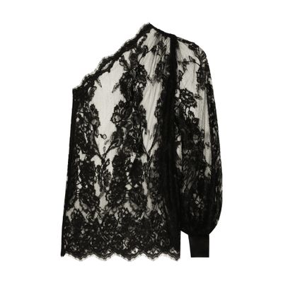 Dolce & Gabbana Chantilly one shoulder lace blouse