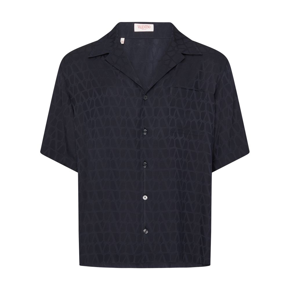 VALENTINO GARAVANI Short-sleeved jacquard silk Iconographe shirt