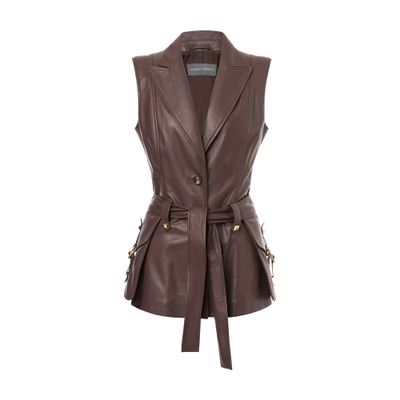 Alberta Ferretti Waistcoat in glove nappa leather with studs