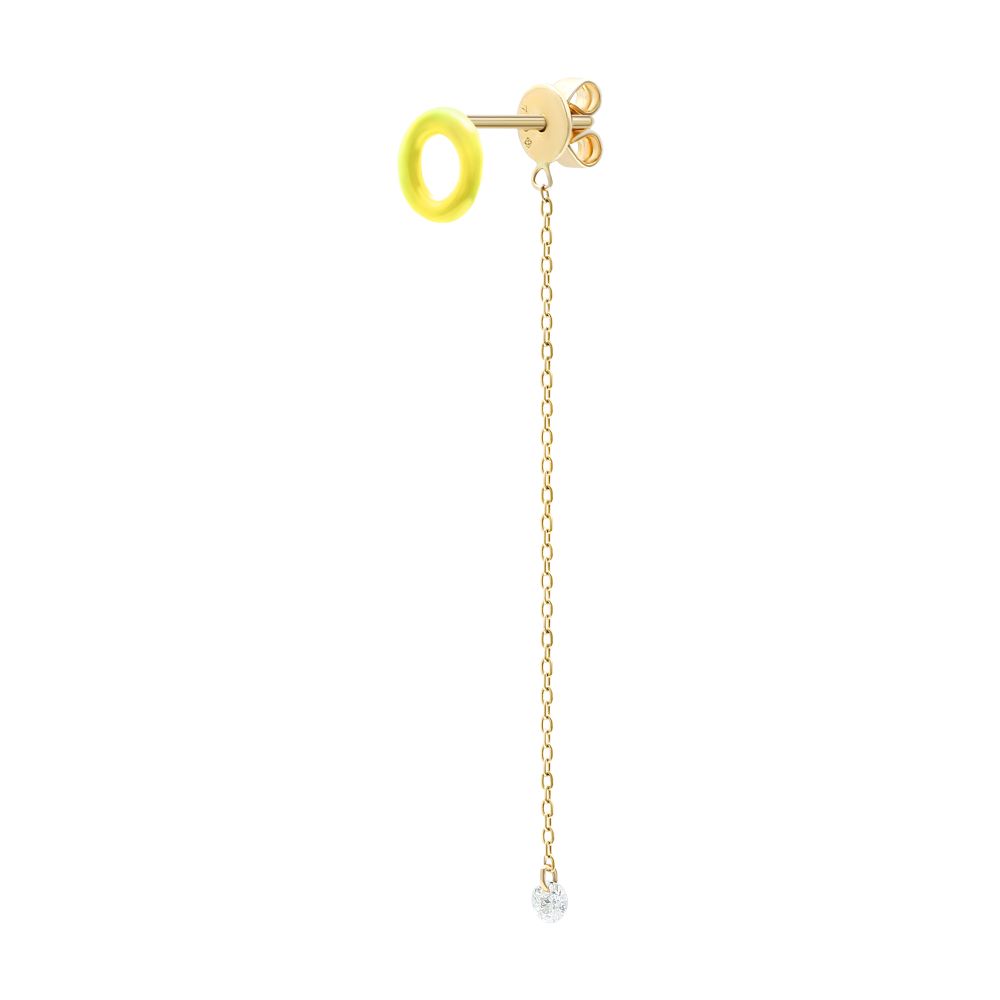 Persée Yellow Enamel 1 diamond chain single earring