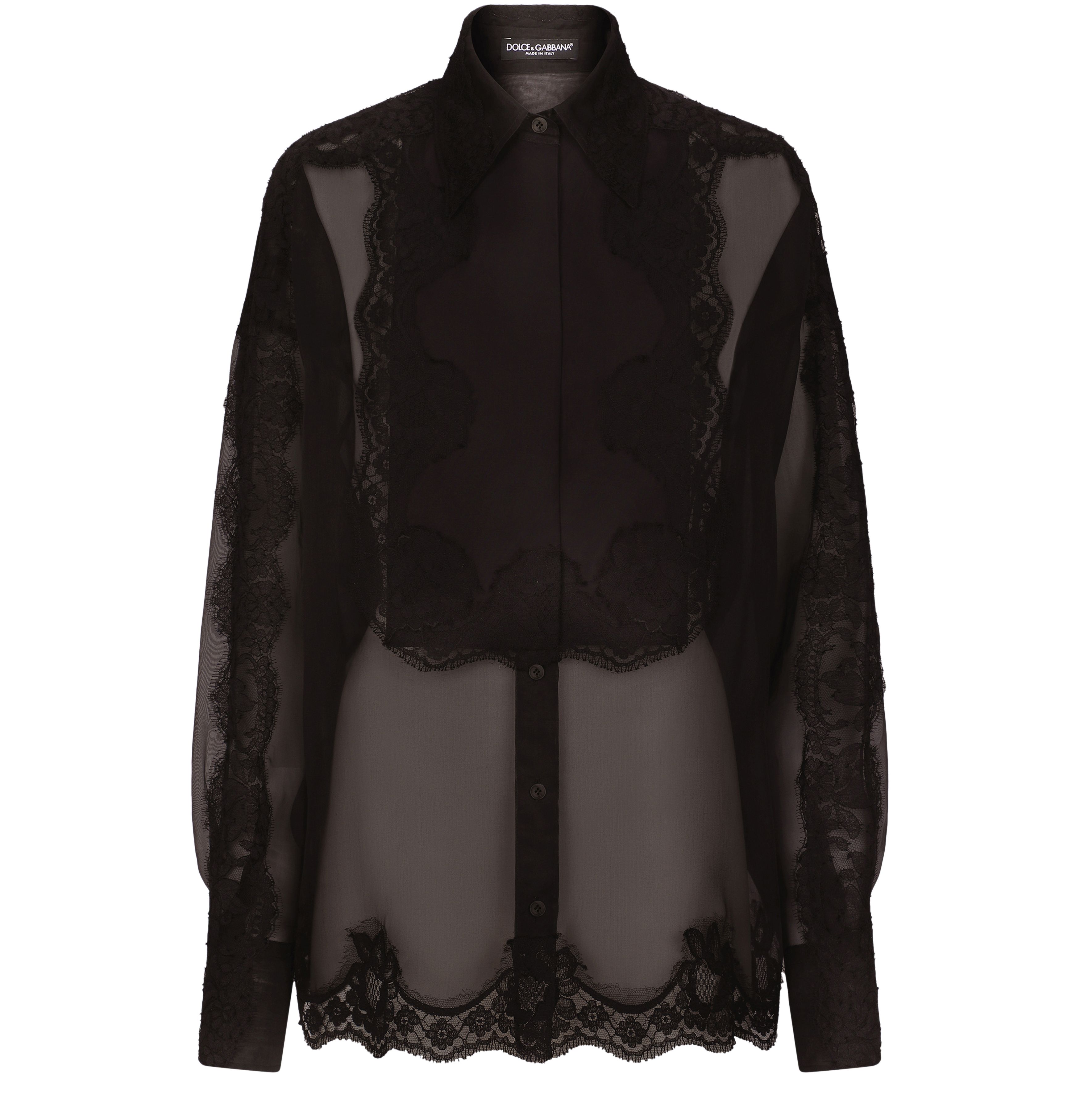 Dolce & Gabbana Organza tuxedo shirt with lace inserts