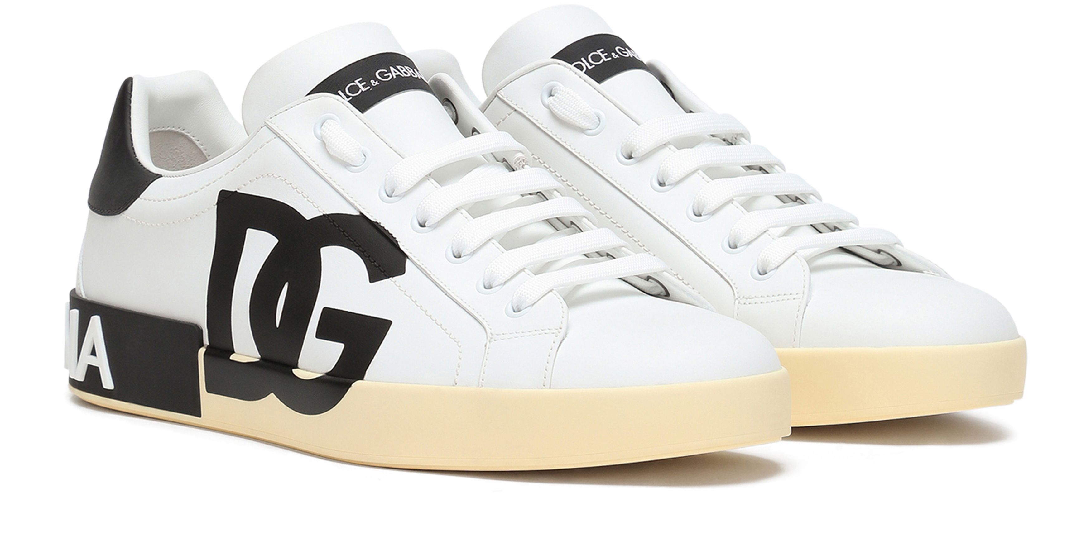 Dolce & Gabbana Calfskin nappa Portofino sneakers with DG logo print