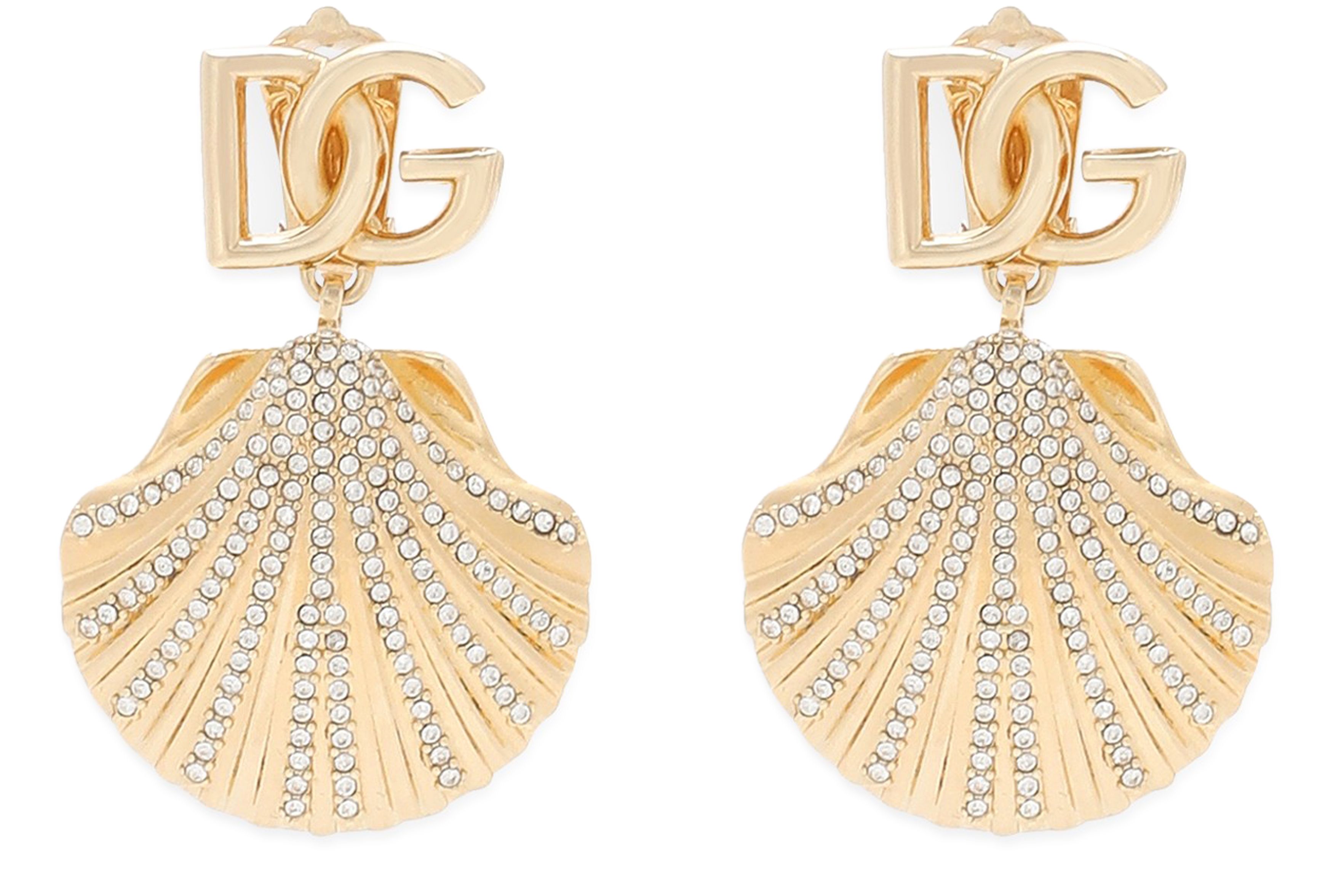 Dolce & Gabbana Rhinestone shell DG logo earrings