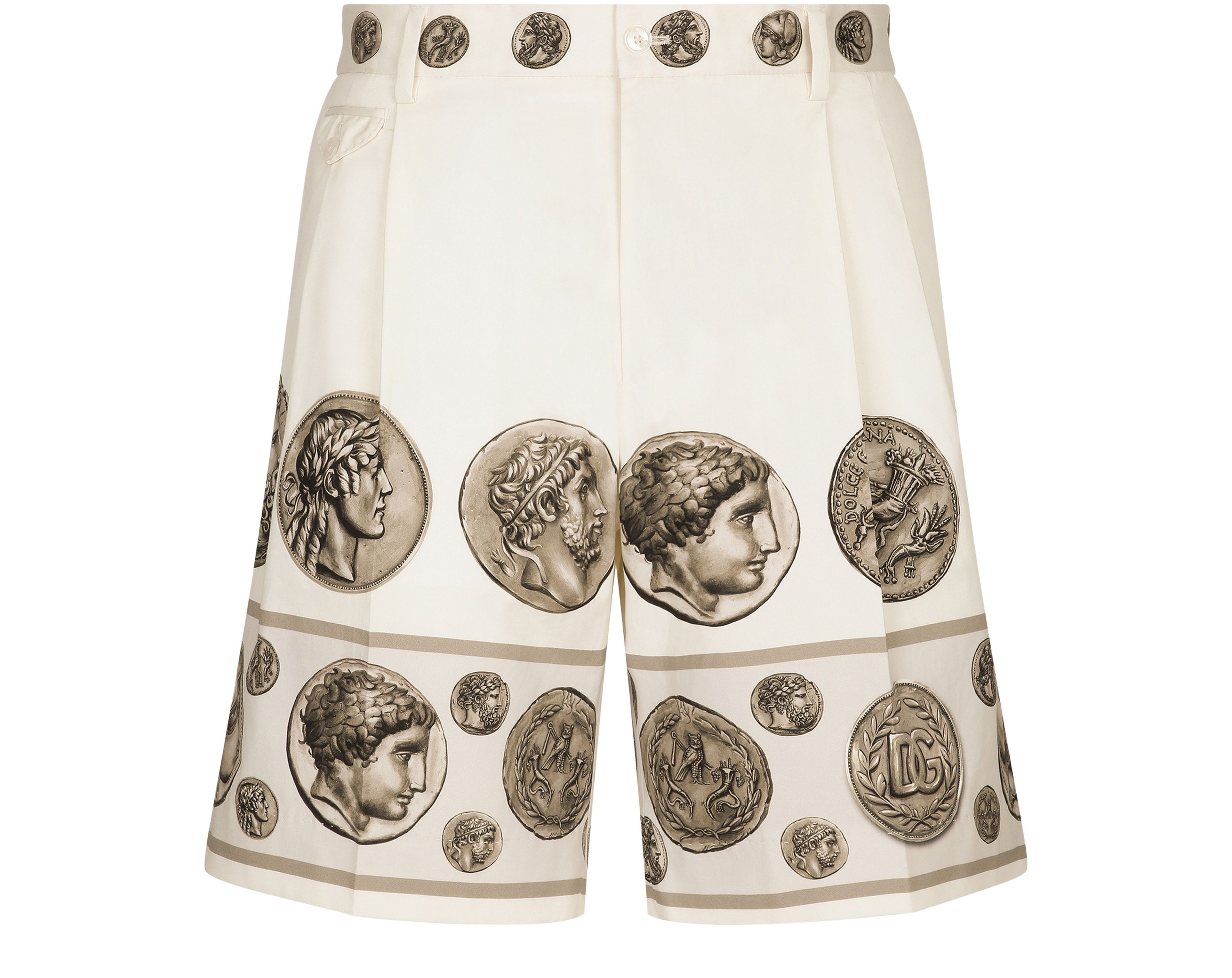 Dolce & Gabbana Drill Stretch Bermuda Shorts with Coin Print