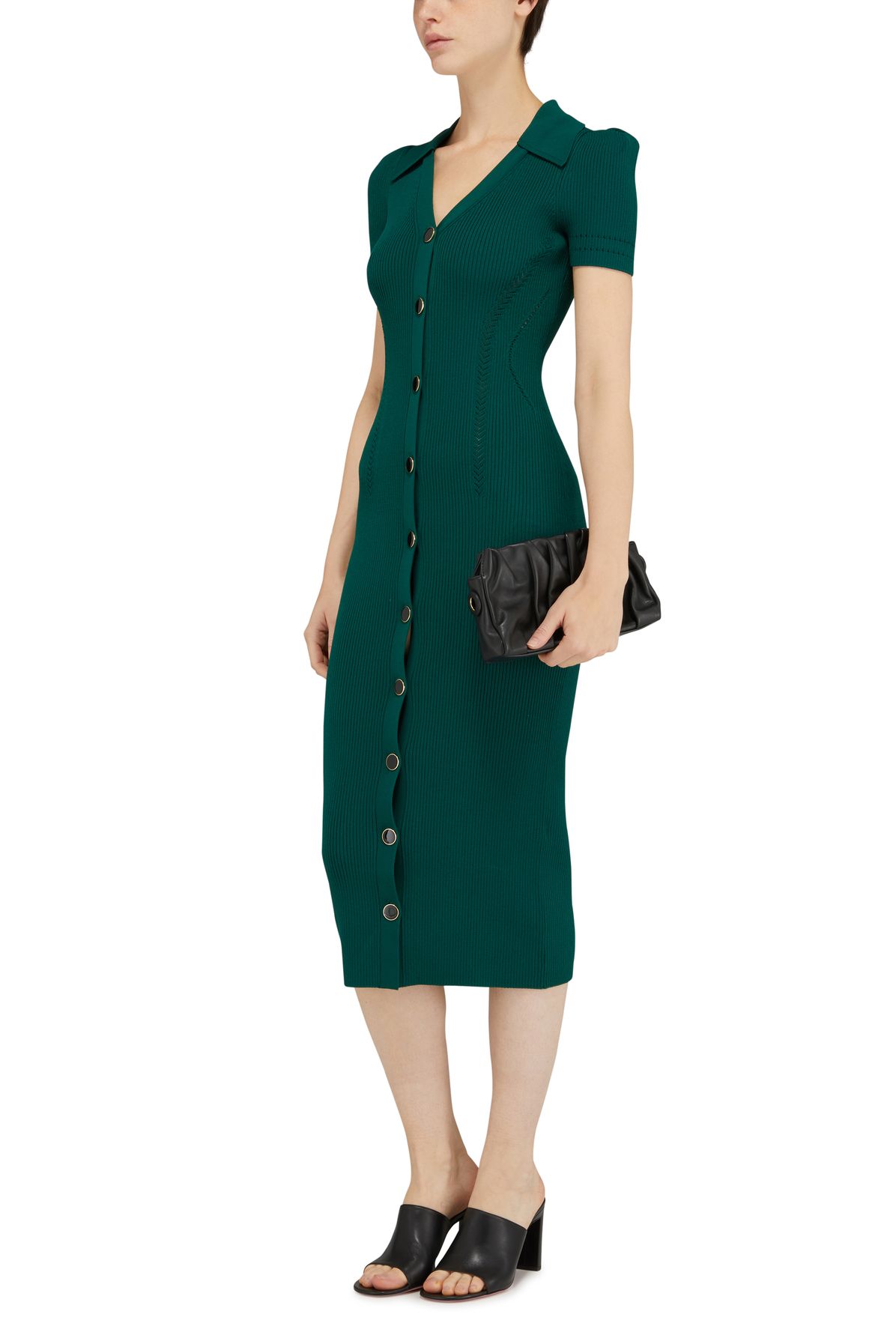  Green Viscose Knit Midi Dress