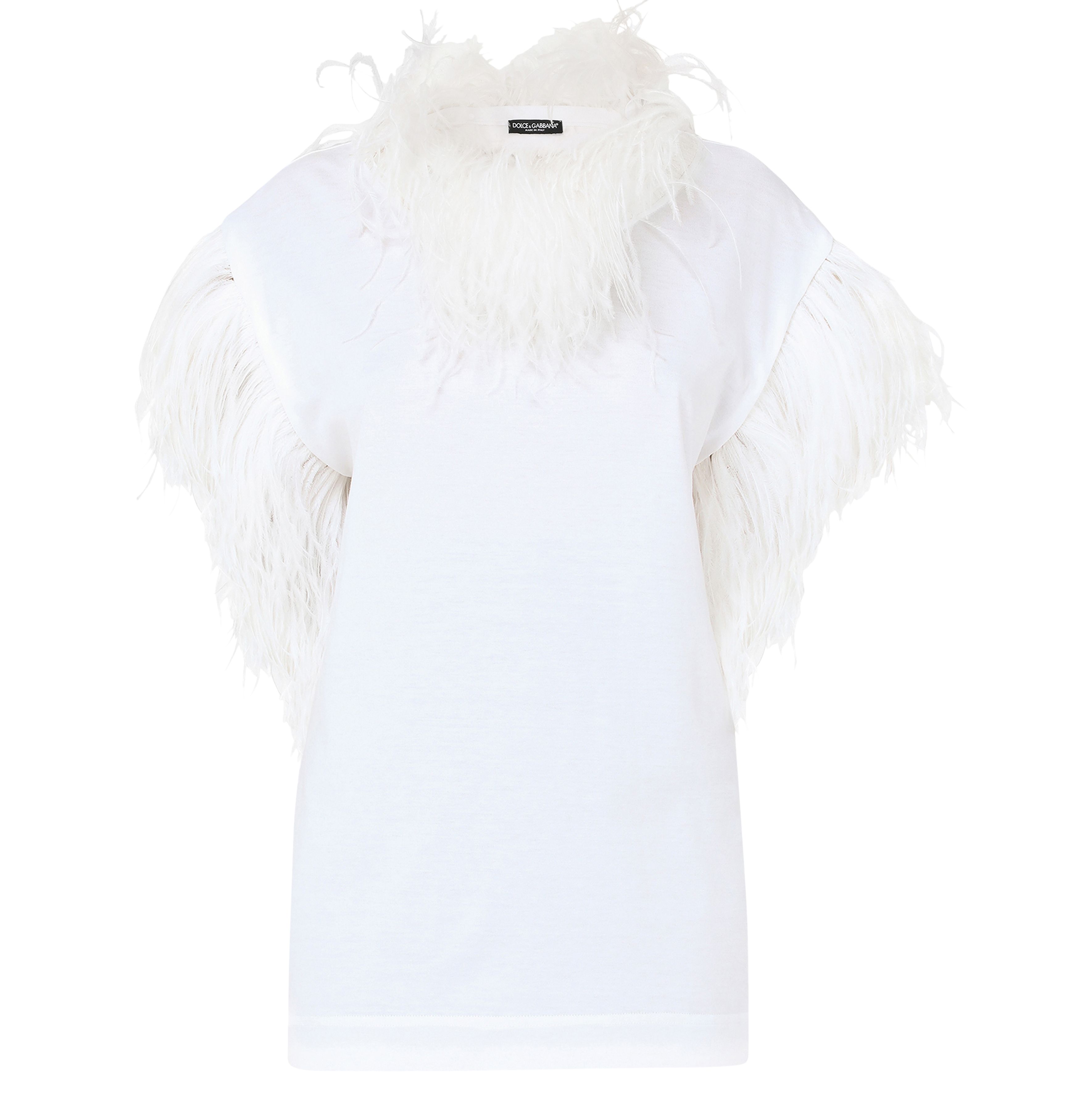 Dolce & Gabbana Jersey T-shirt with feathers