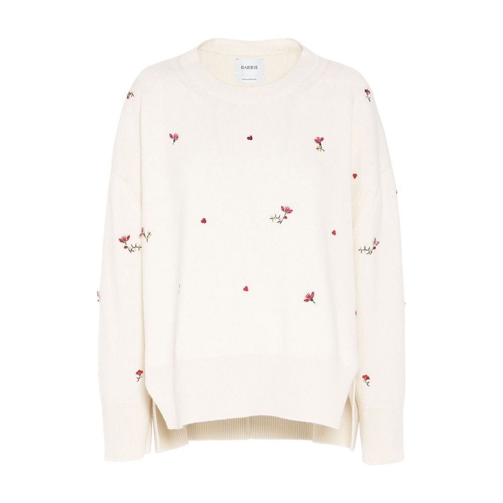 Barrie Iconic oversized jumper in cashmere with floral embroidery