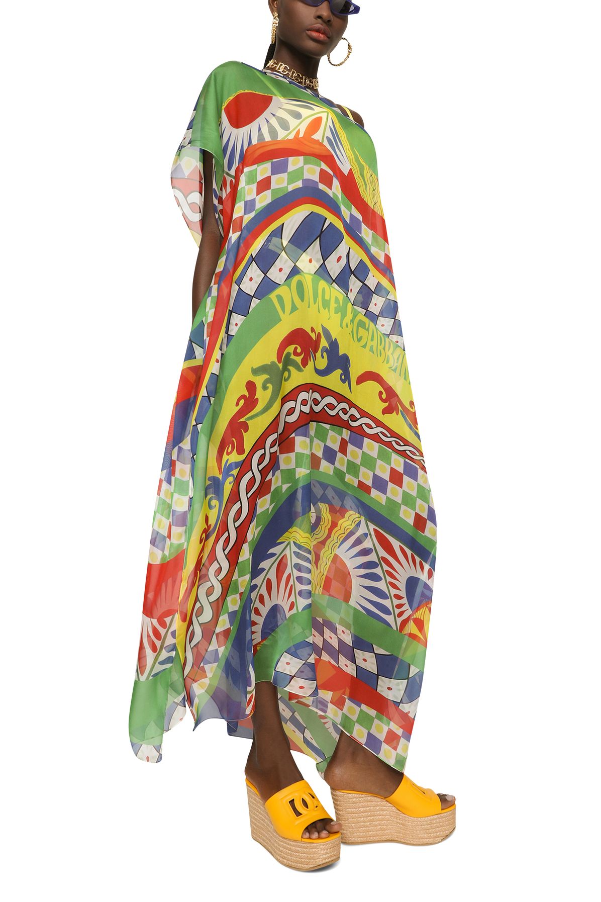 Dolce & Gabbana Kaftan in Carretto Print Chiffon