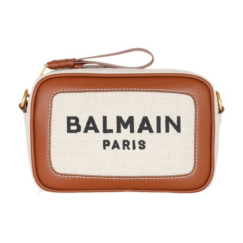 Balmain B-Army canvas and leather clutch bag