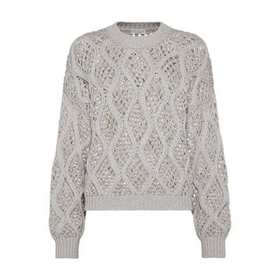 Brunello Cucinelli Cashmere Dazzling Net & Cable sweater
