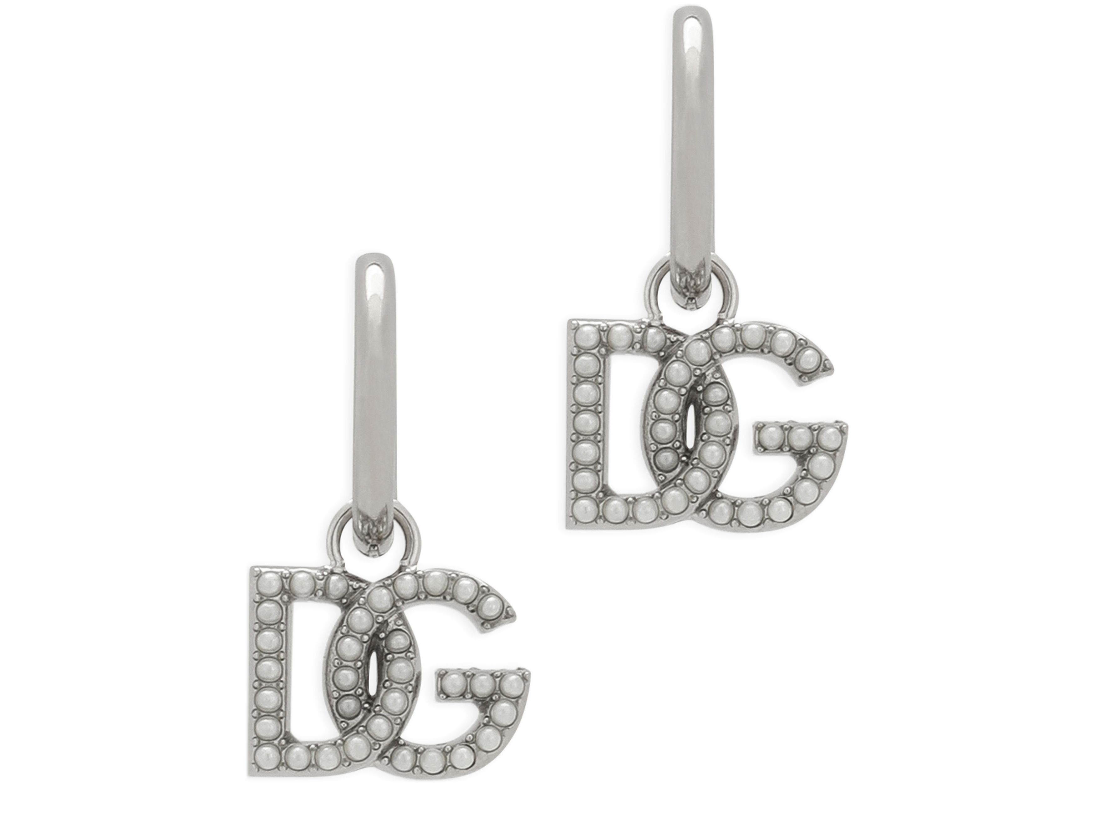 Dolce & Gabbana Single logo earring with pearl accents