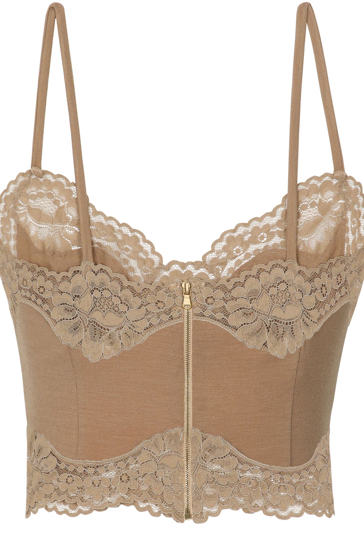 Dolce & Gabbana Wool jersey lingerie crop top with lace