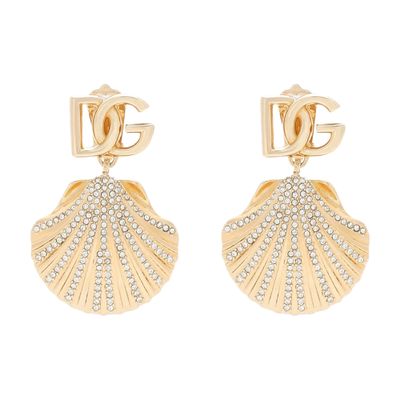 Dolce & Gabbana Rhinestone shell DG logo earrings