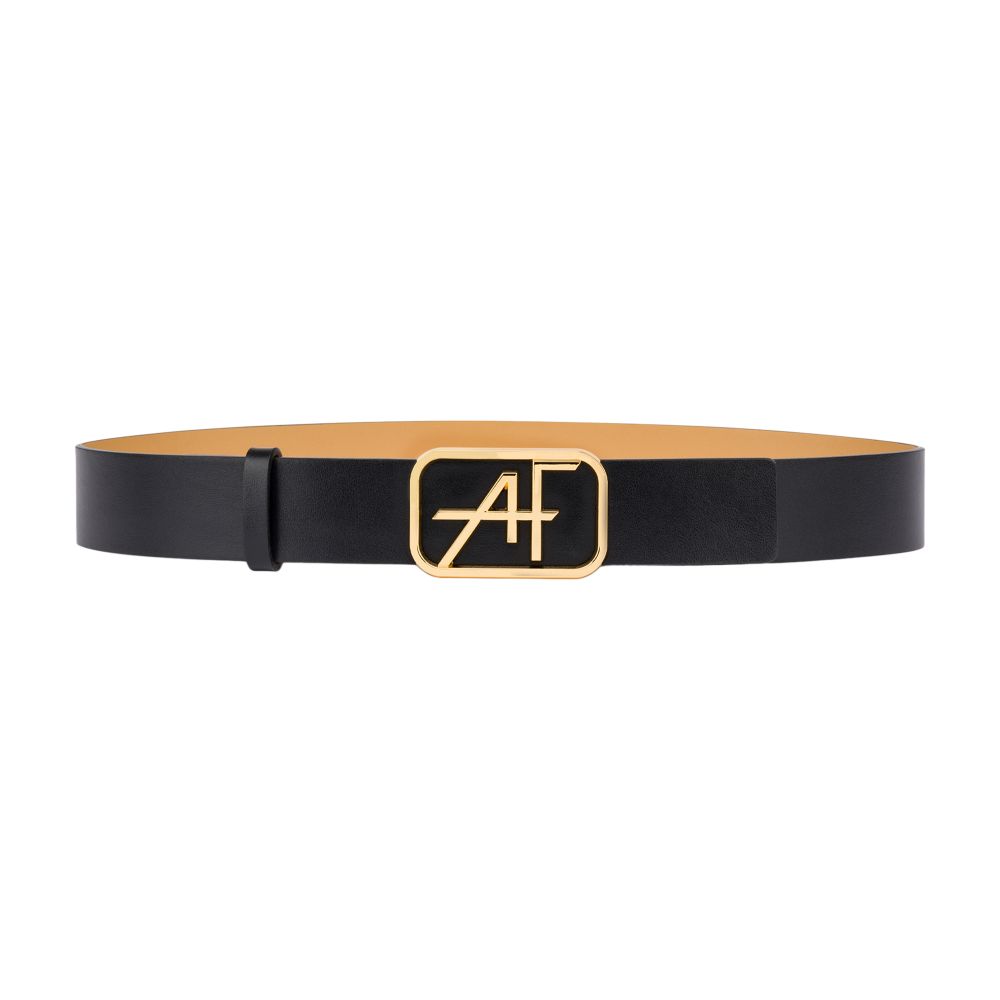 Alberta Ferretti Reversible calfskin belt with AF logo buckle