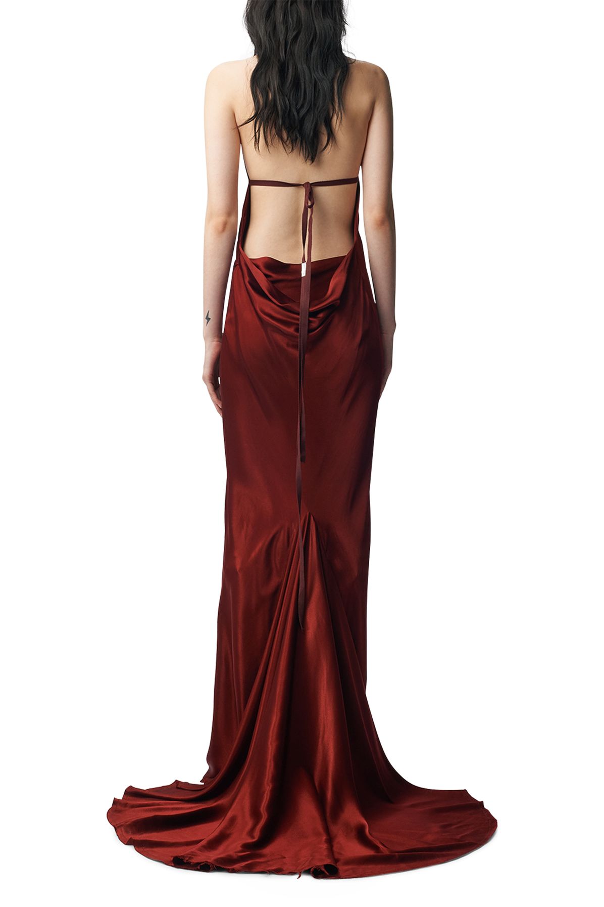 Ann Demeulemeester Ingeborg X-Long Tied Dress With Back Train