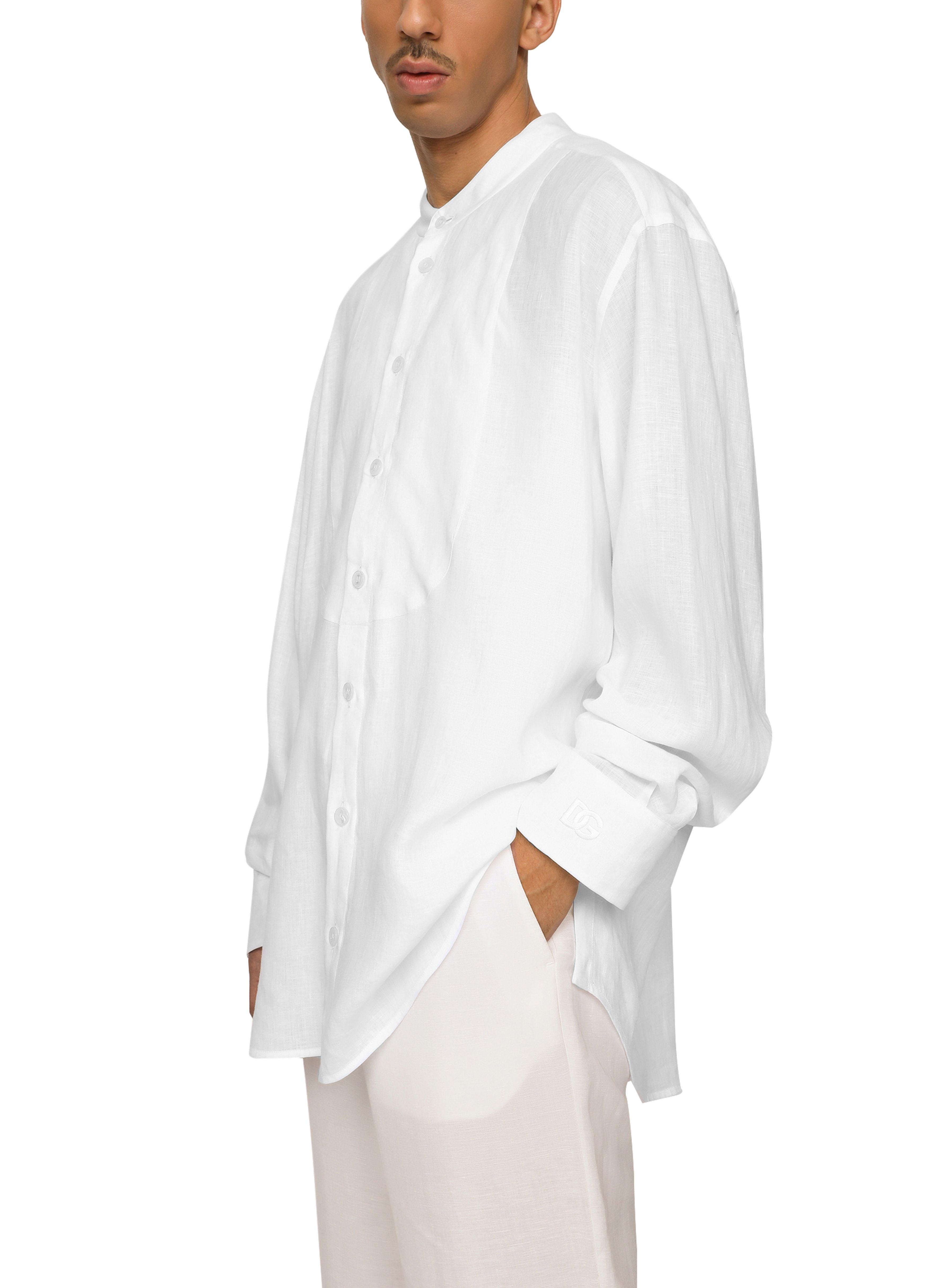 Dolce & Gabbana Linen shirt with embroidery and shirt-front detail