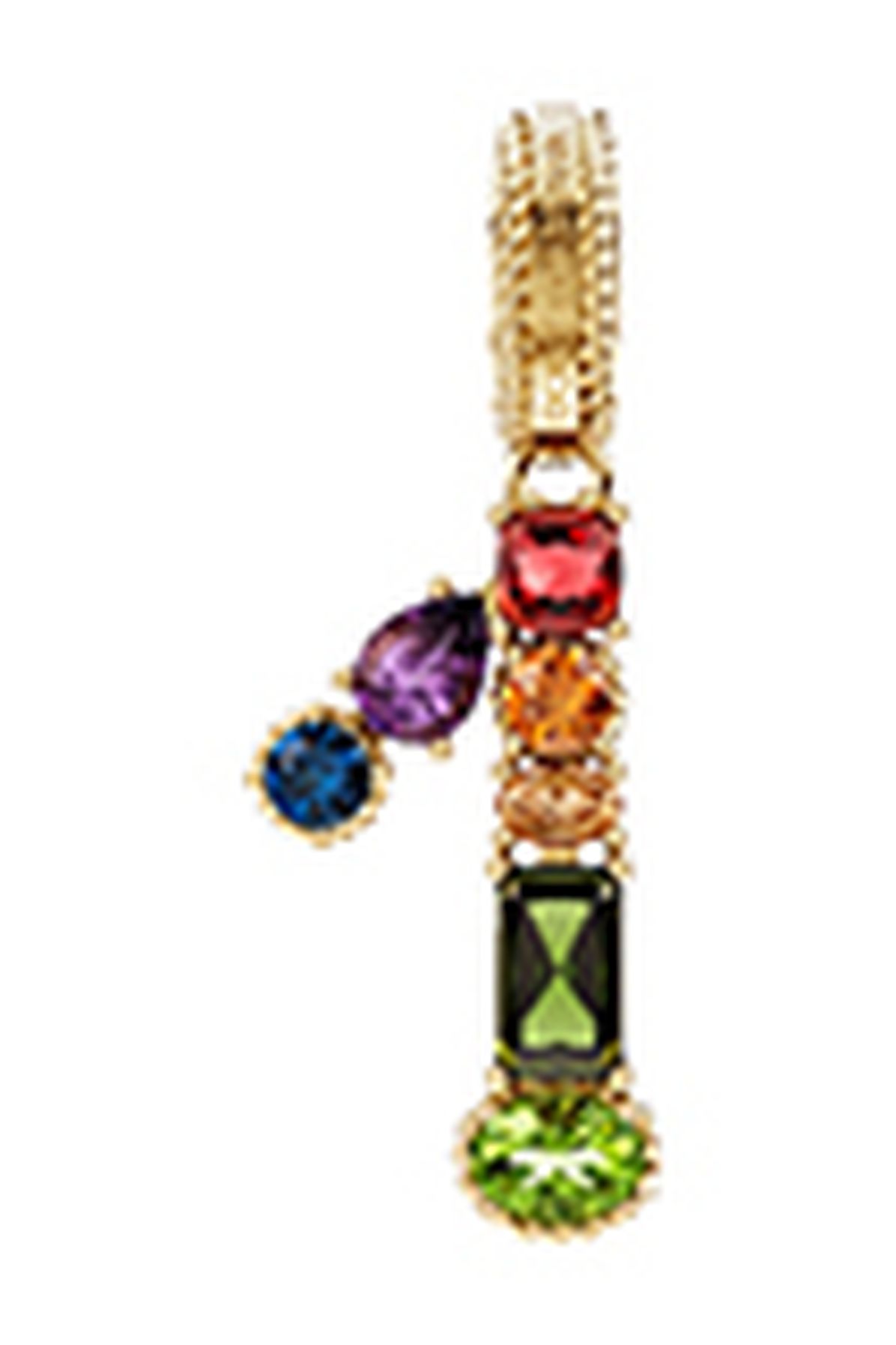 Dolce & Gabbana 18 kt yellow gold rainbow pendant with multicolor finegemstones representing number 1