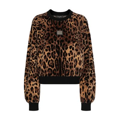 Dolce & Gabbana Round-neck chenille leopard sweatshirt