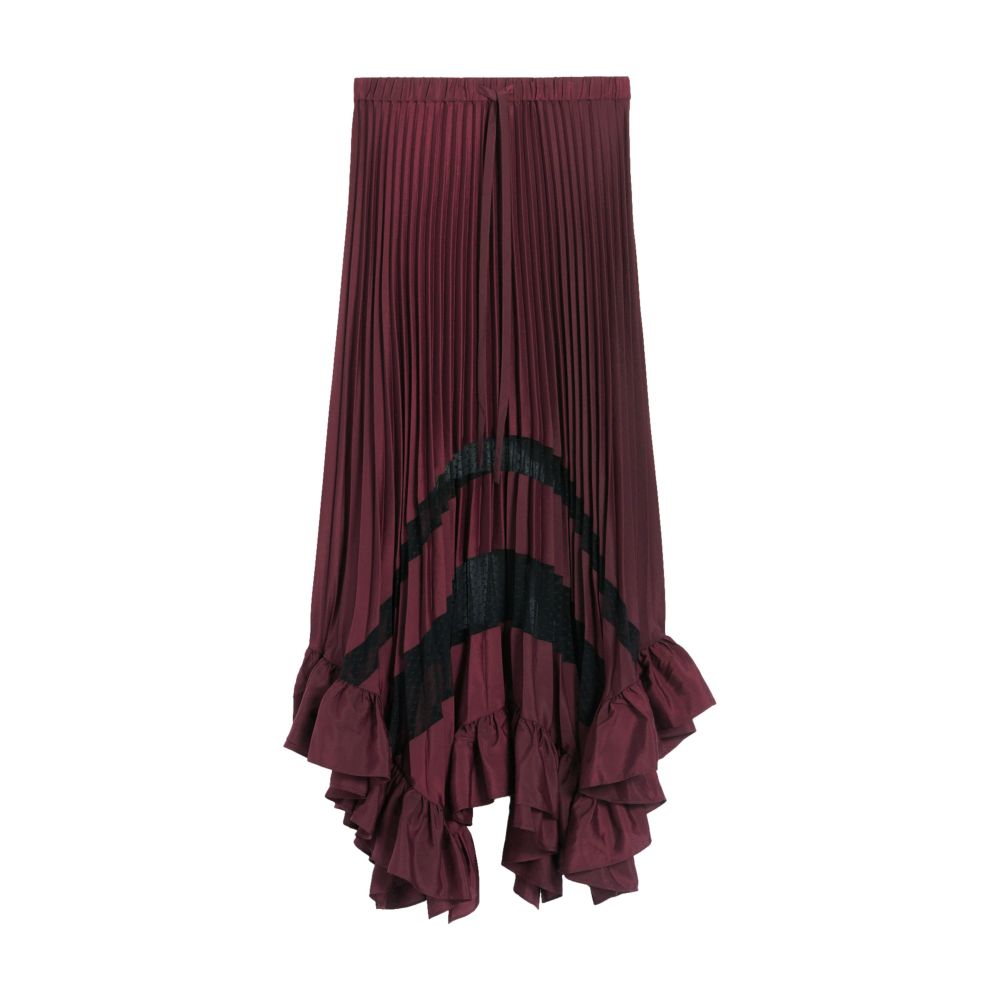  Pleated, ruffled mid-length skirt