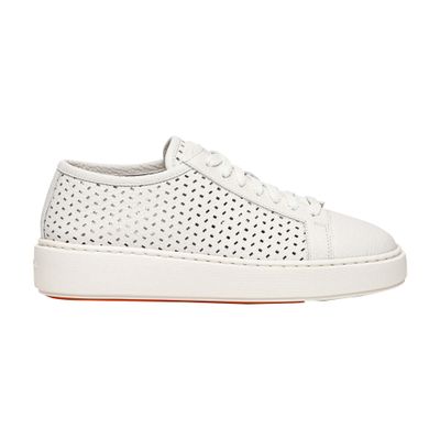 Santoni Leather perforated sneakers