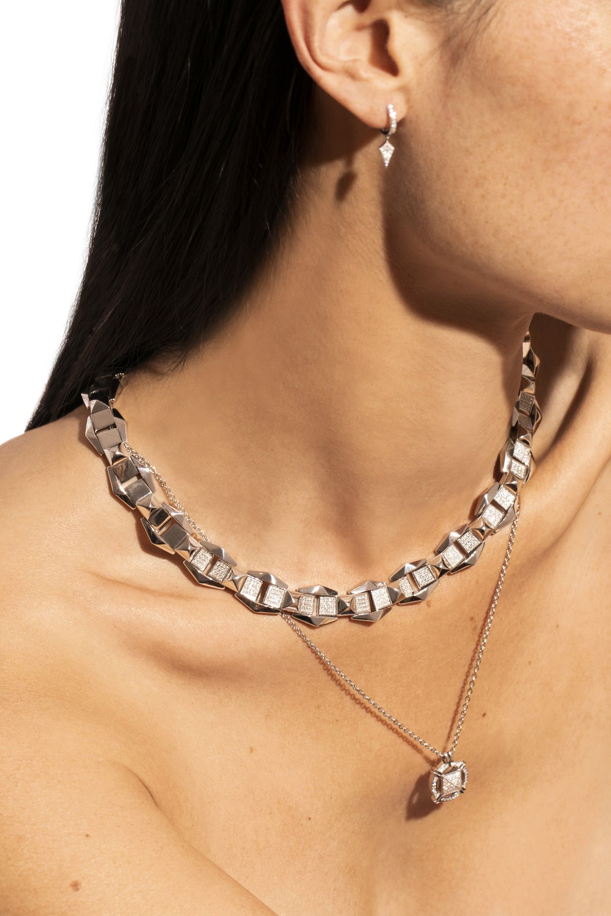  Crossway PM diamond & silver necklace