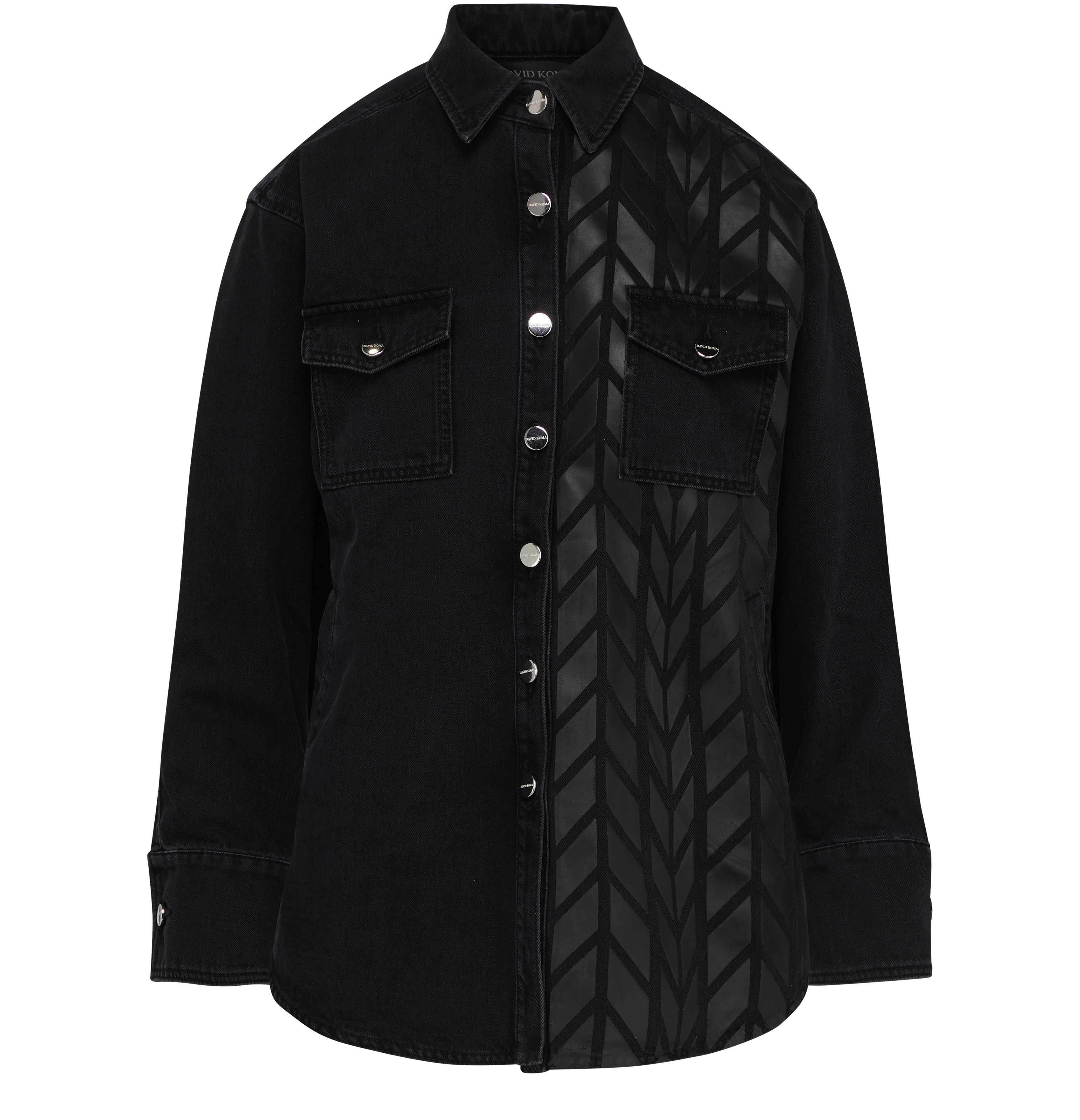 David Koma Tyre Track rubber applique denim jacket