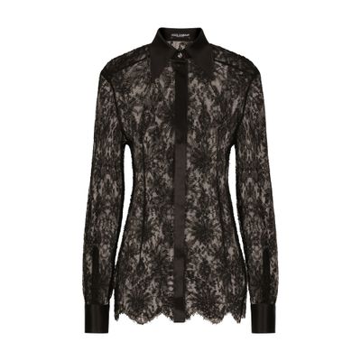 Dolce & Gabbana Chantilly Lace Shirt With Satin Details