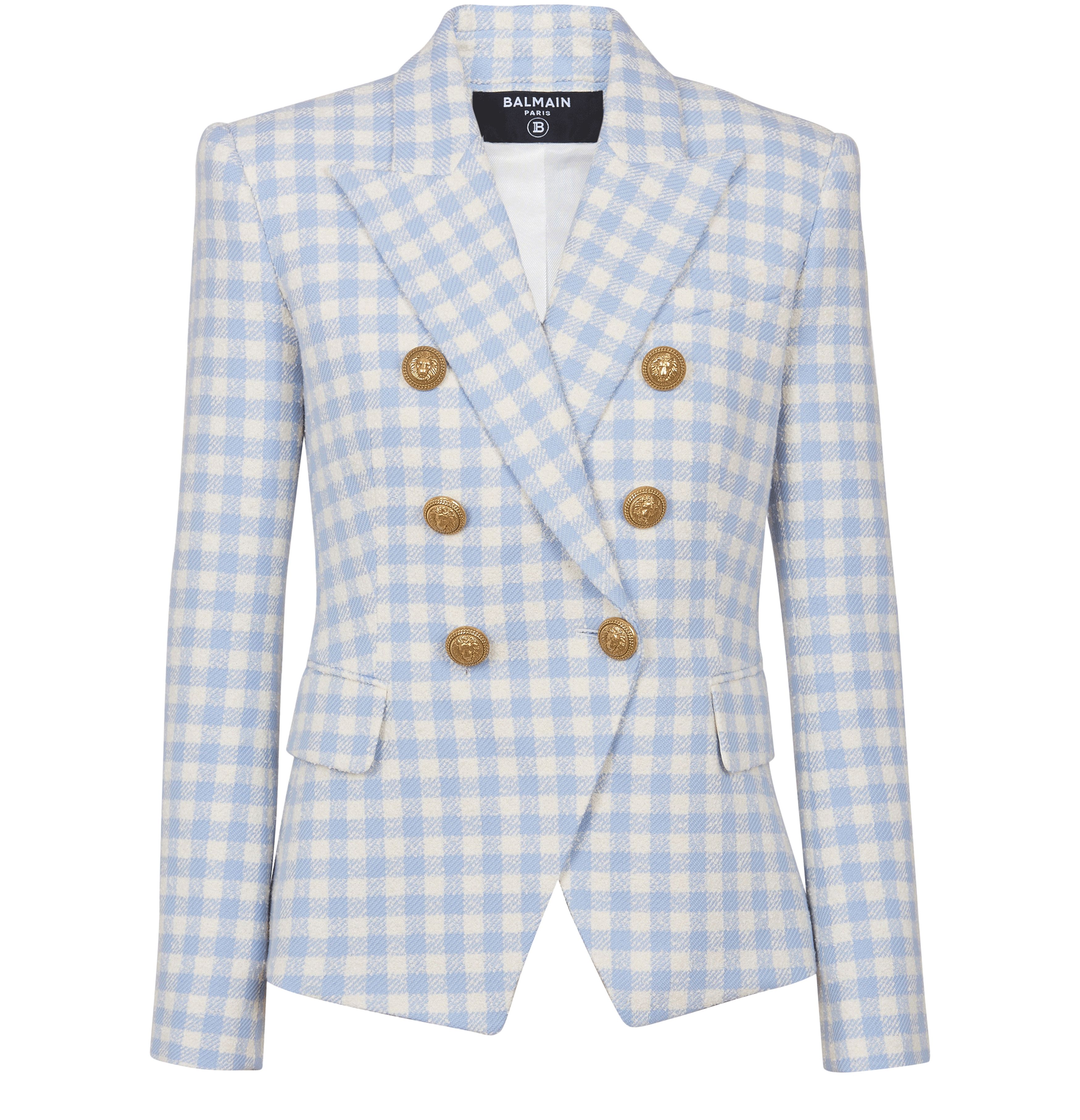 Balmain Gingham tweed 6-button jacket