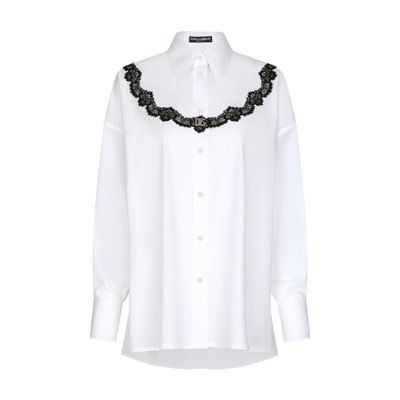 Dolce & Gabbana Oversize poplin shirt with lace inserts