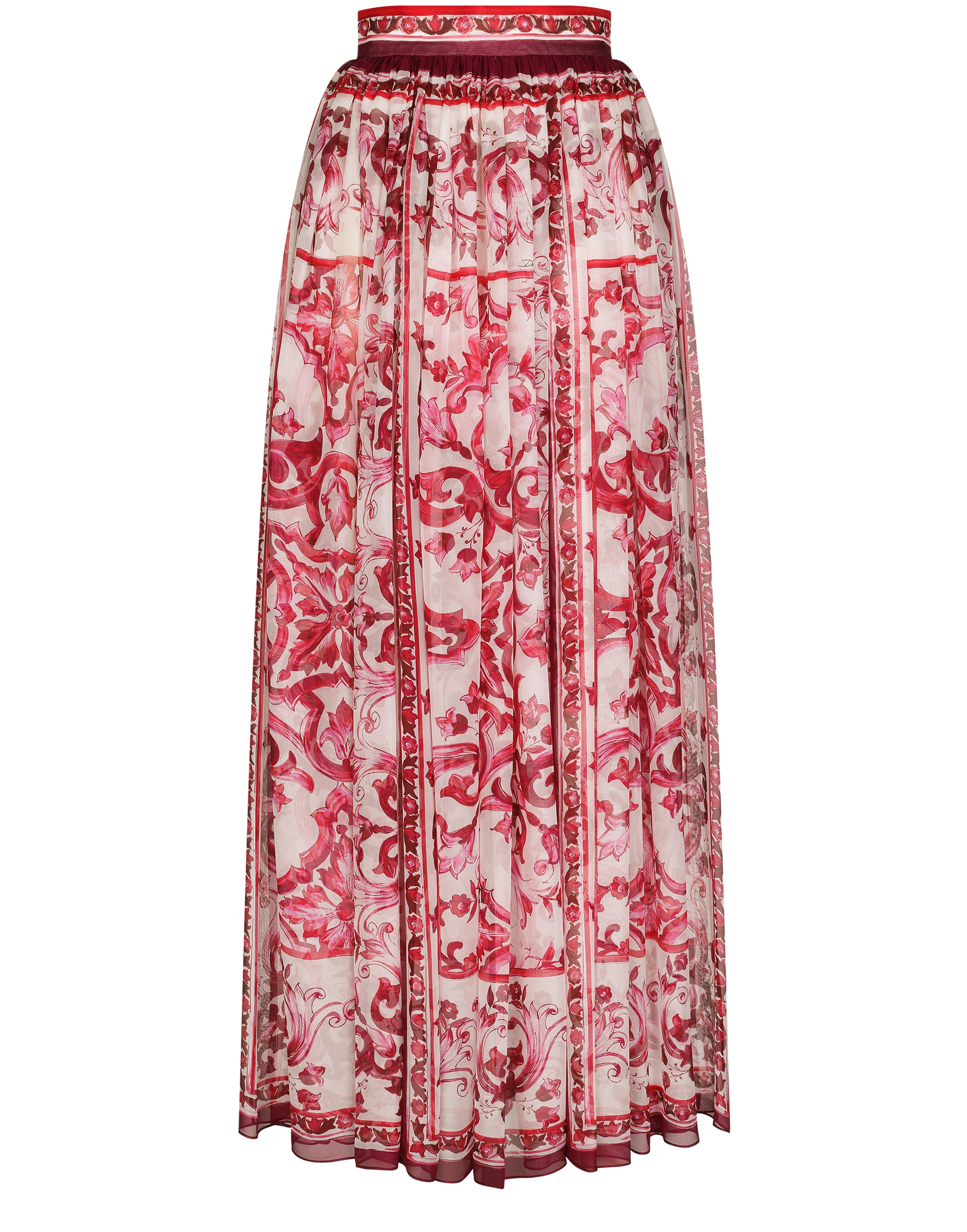 Dolce & Gabbana Long majolica-print chiffon skirt