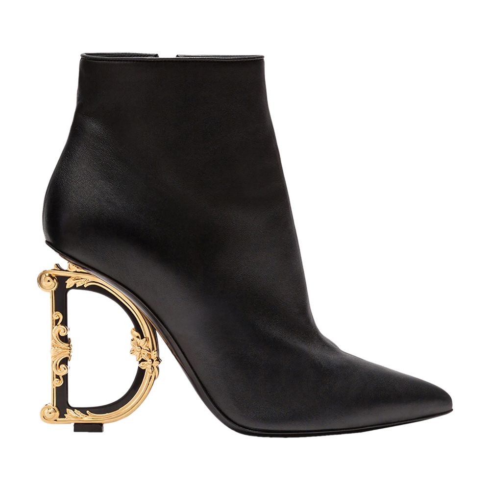 Dolce & Gabbana Nappa leather ankle boots with baroque DG detail