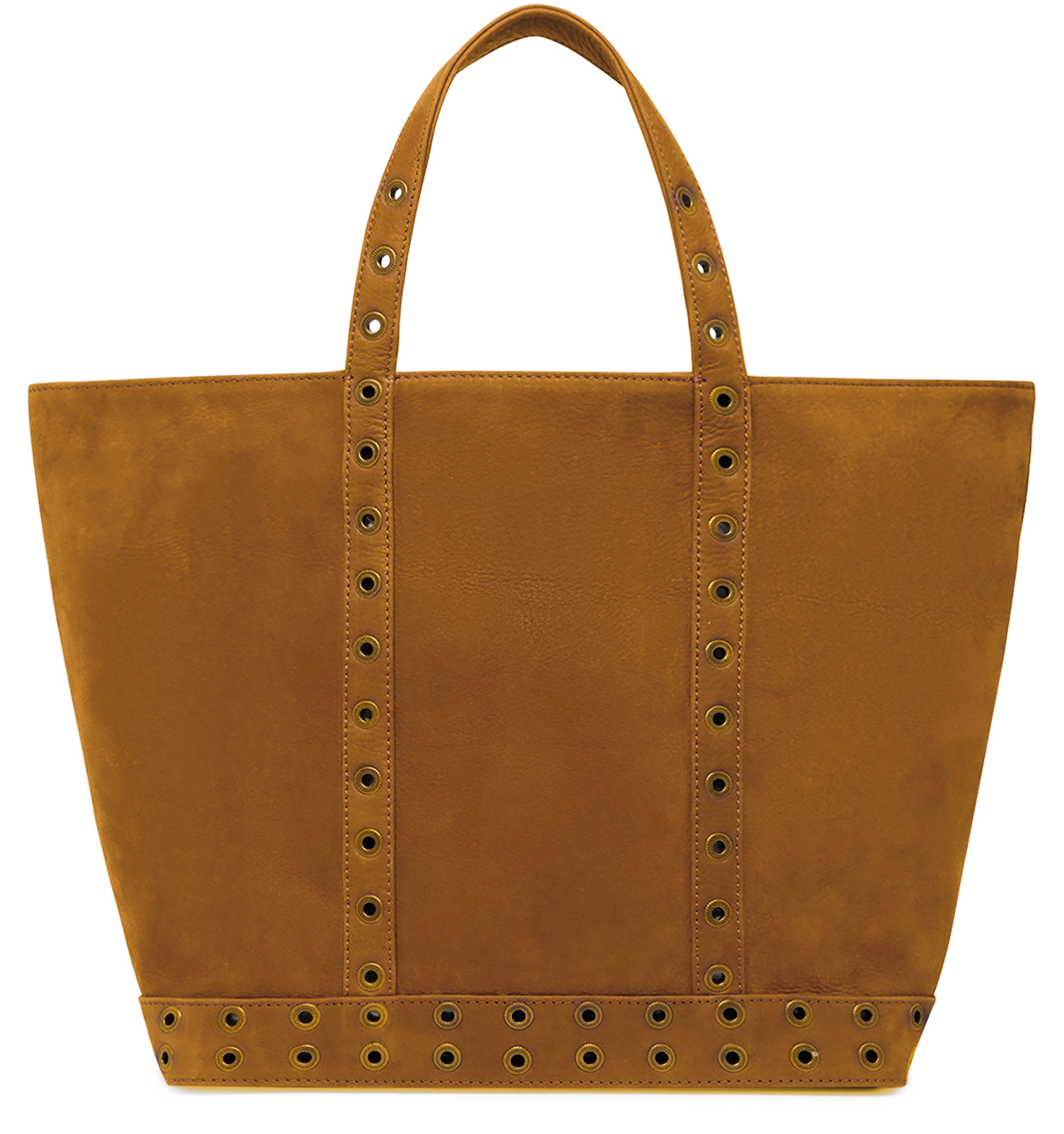  Medium nubuck leather cabas tote bag with eyelets