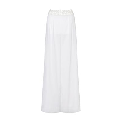 Alberta Ferretti Trousers in stretch poplin with macramé