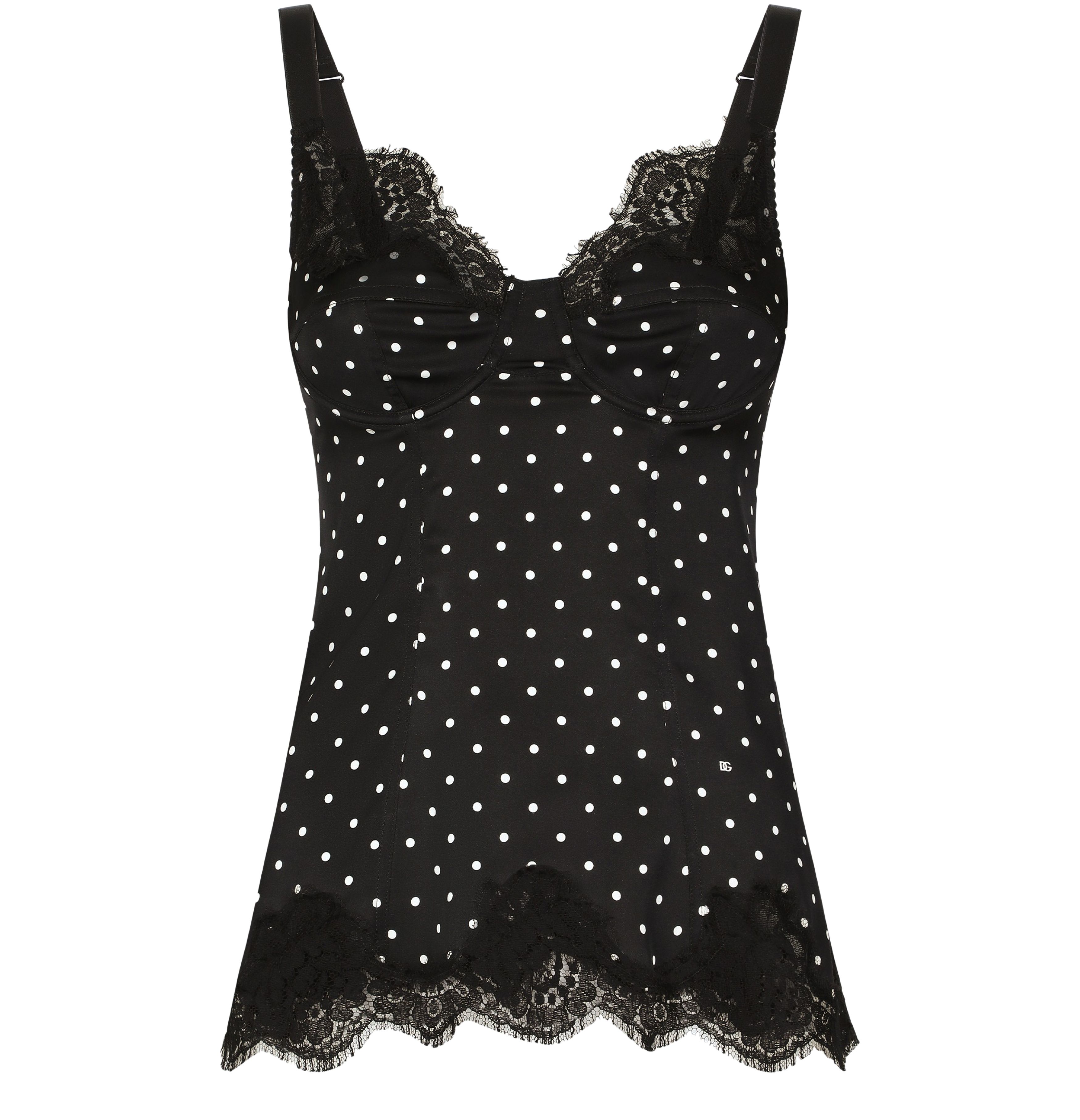 Dolce & Gabbana Polka-dot silk lace top