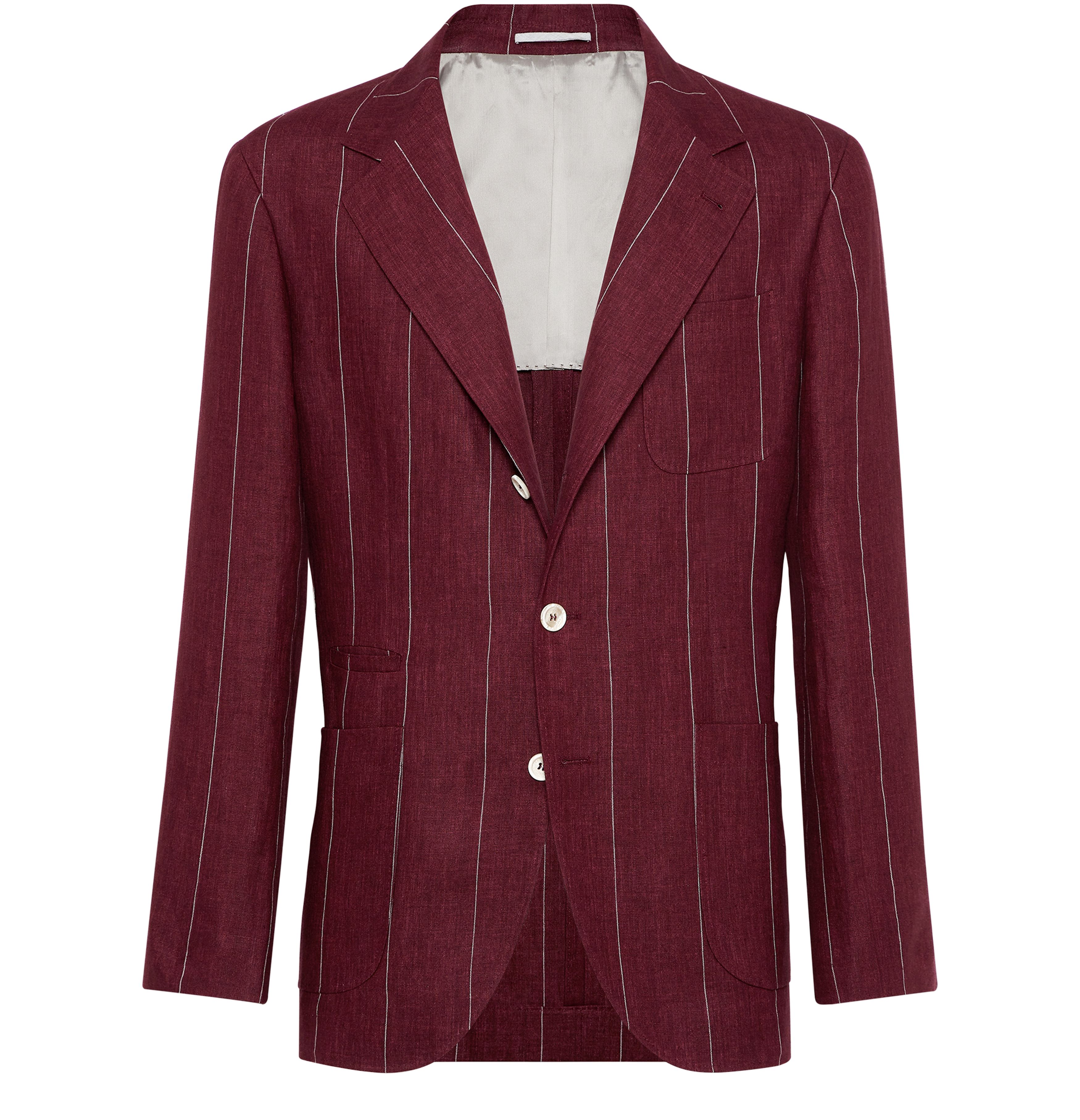 Brunello Cucinelli Deconstructed wide chalk stripe blazer