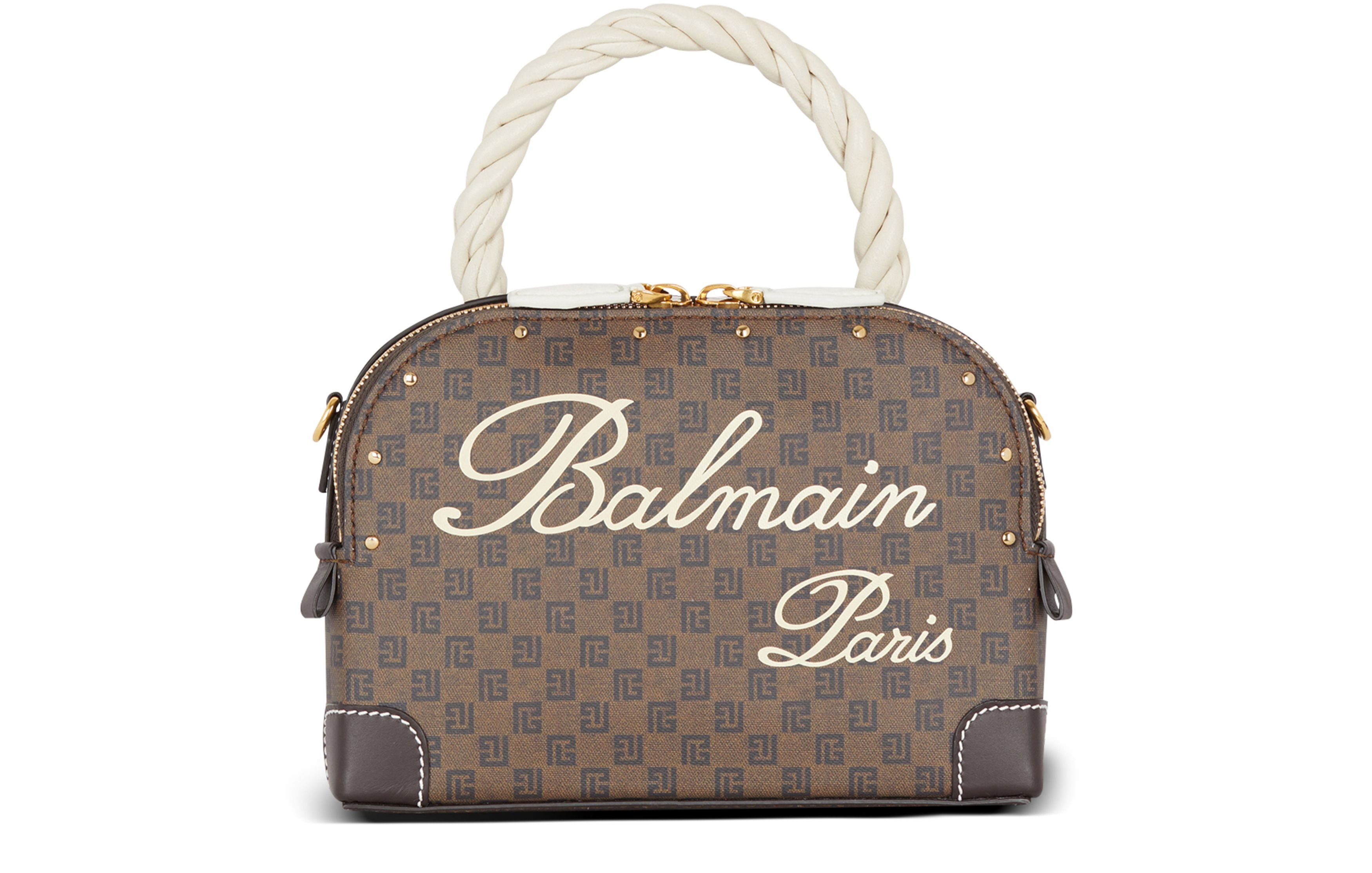 Balmain Monogram Canvas and Leather Makeup Bag