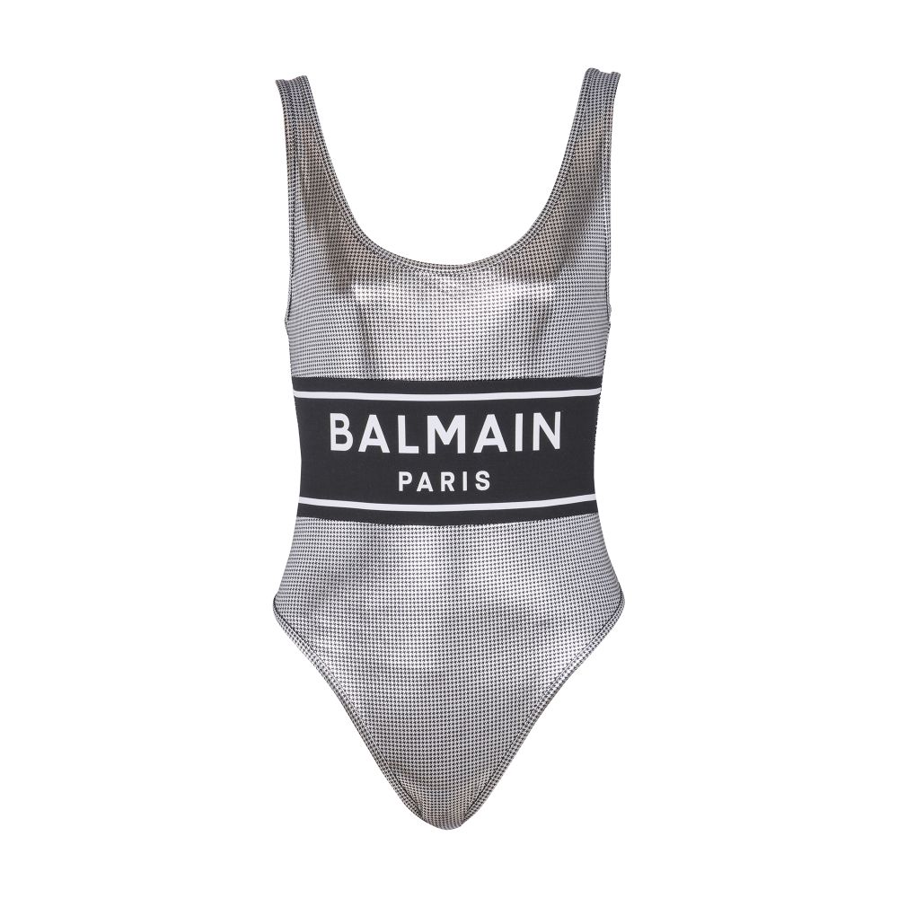 Balmain Logo-print metallic-effect Swimsuit