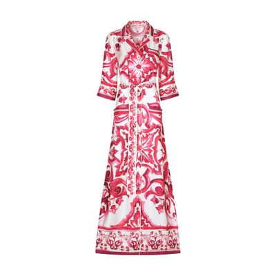 Dolce & Gabbana Silk twill robe with majolica print