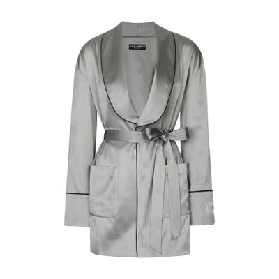 Dolce & Gabbana KIM DOLCE & GABBANA Satin pajama shirt with belt