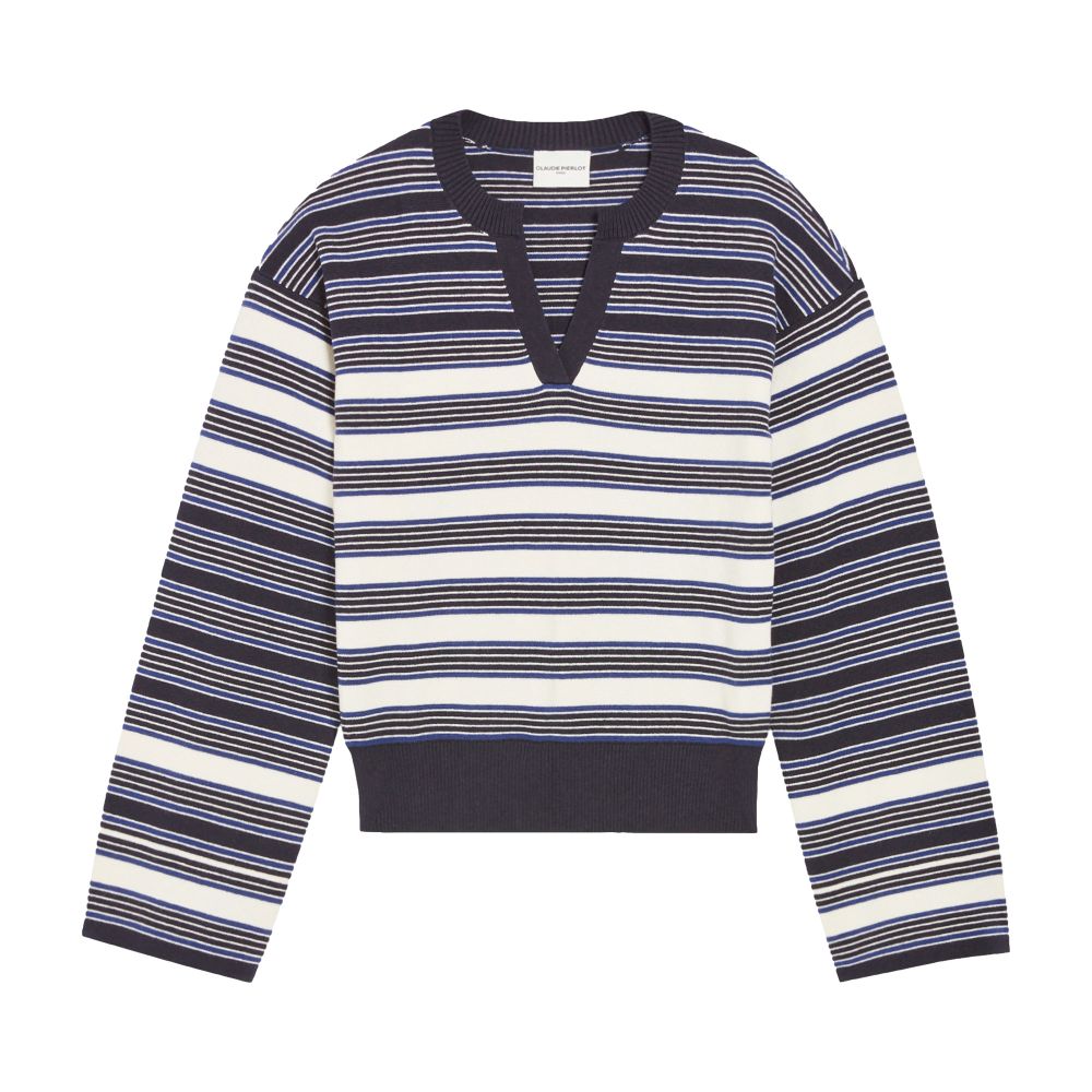  Striped henley neck jumper