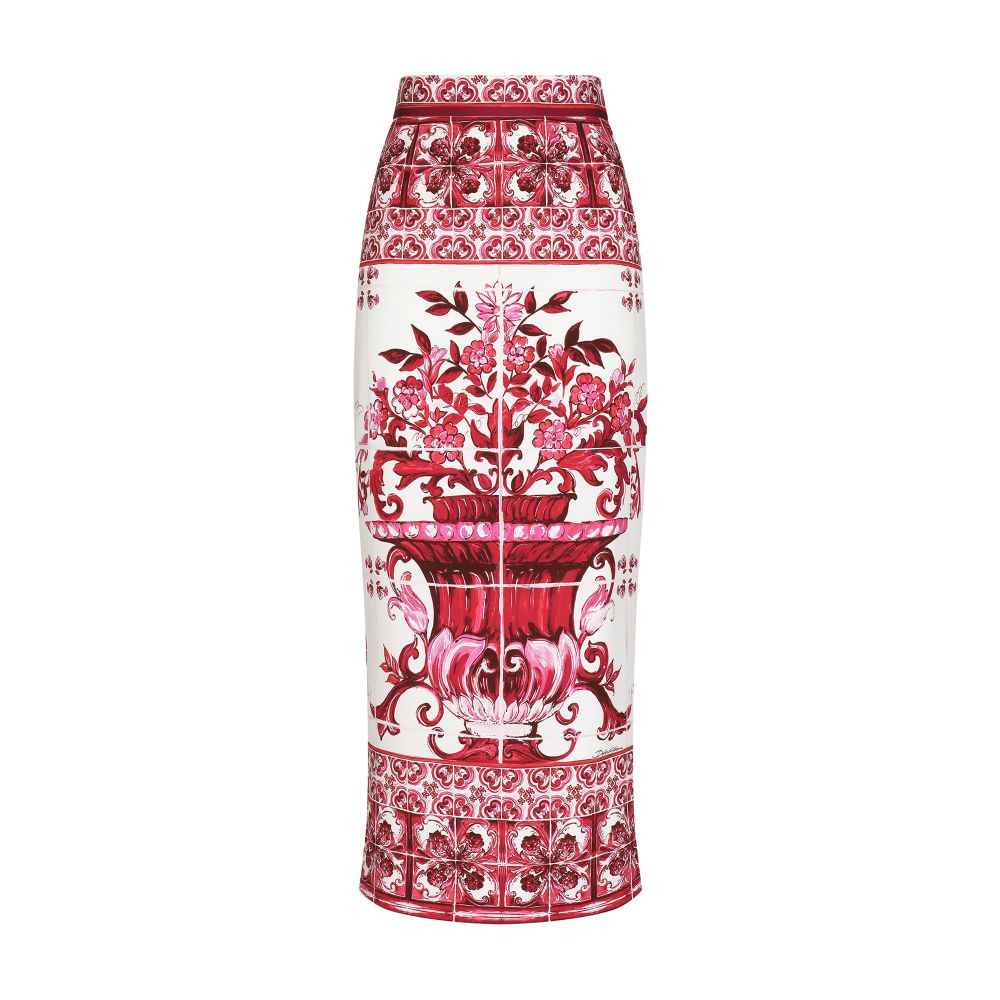 Dolce & Gabbana Maiolica printed charmeuse midi skirt