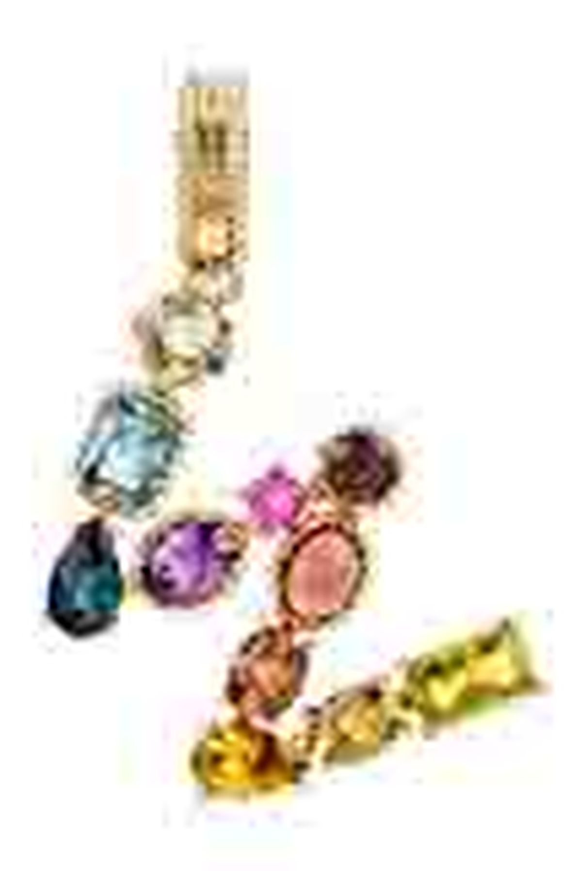 Dolce & Gabbana Rainbow alphabet W 18 kt yellow gold charm with multicolor fine gems